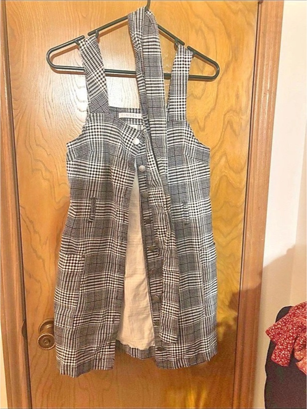 Cider Women's Plaid skirt Overalls in Gray & Black